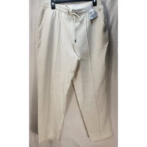 Nine West Pants Joggers Large Off White Mid Rise Drawstring Tapered Leg Short